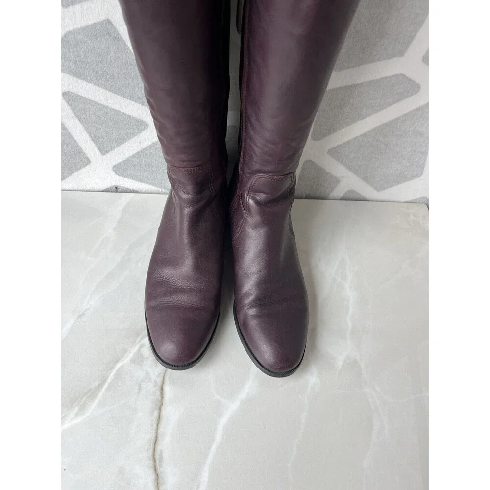 L.K. Bennett Joanne Low Heel Leather Over the Knee Boots Zip Sz 38.5 Us 8 Italy